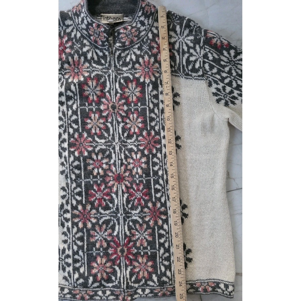 Vintage Intiwara Women's 100% Alpaca Cardigan Nordic XL Full Zip - Picture 13 of 15